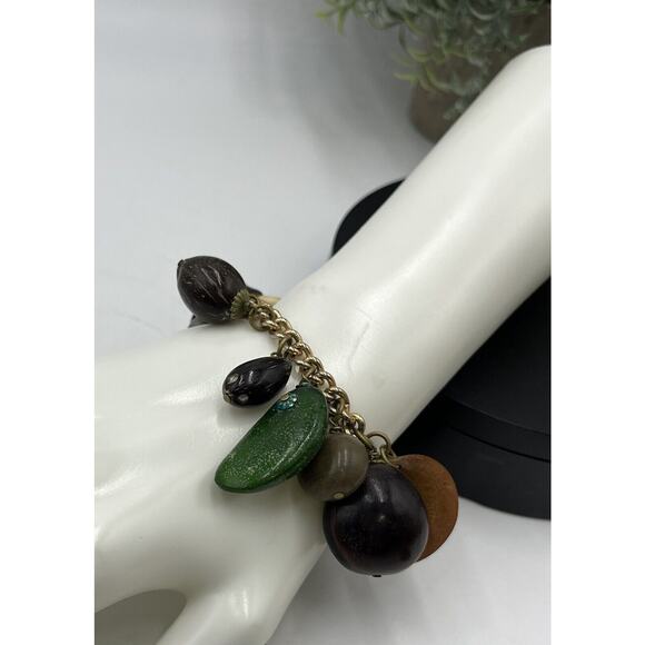Rare HAWAIIAN Vintage Wooden Nuts Pods Seeds Nikar Handmade Charm Bracelet - Picture 5 of 16